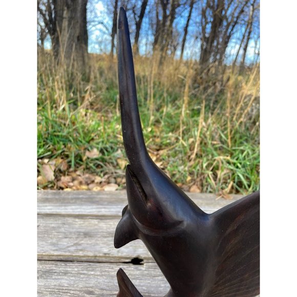 Vintage Midcentury Carved Ironwood Swordfish Statue 15.5" - Picture 8 of 14